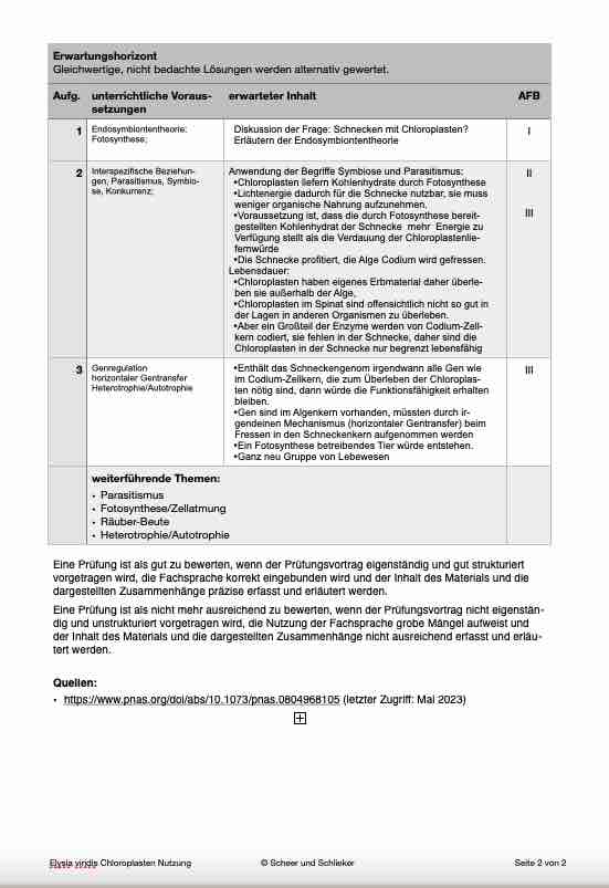 Physiologie - Schnecken mit Chloroplasten?