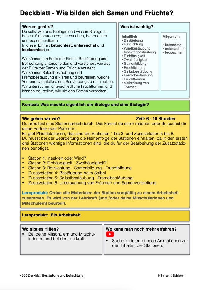 Botanik: Bestäubung und Befruchtung - Stationsarbeit (131 MB)